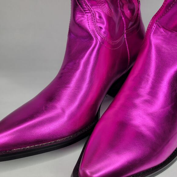 NEW Billini Danilo Metallic Fushcia Pink Cowboy Boots Swiftie Barbie Size 9 - Picture 13 of 14